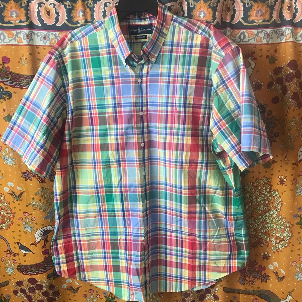 Ralph Lauren polo plaid shirt SS classic fit size XL